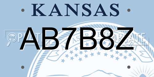 AB7B8Z Kansas License Plate