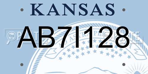 AB7I128 Kansas License Plate