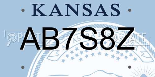 AB7S8Z Kansas License Plate