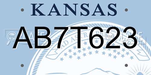 AB7T623 Kansas License Plate