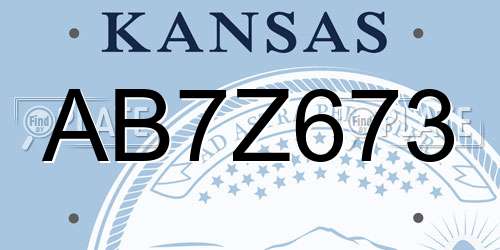 AB7Z673 Kansas License Plate