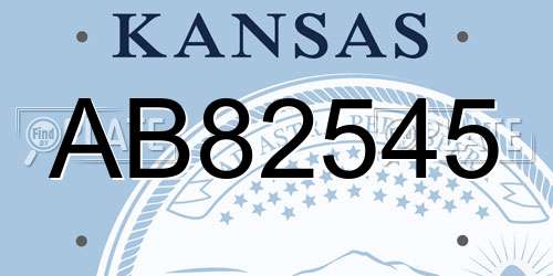 AB82545 Kansas License Plate