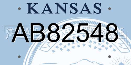 AB82548 Kansas License Plate