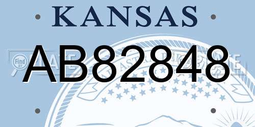 AB82848 Kansas License Plate