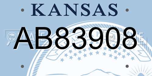 AB83908 Kansas License Plate