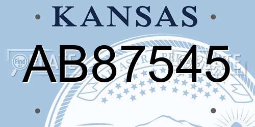 AB87545 Kansas License Plate