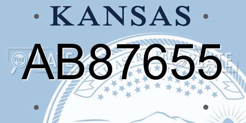 AB87655 Kansas License Plate