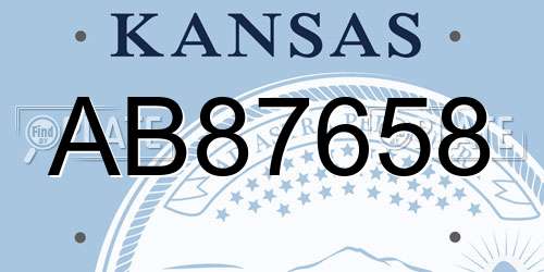 AB87658 Kansas License Plate