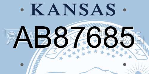 AB87685 Kansas License Plate