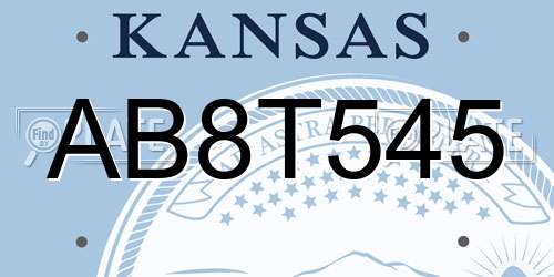 AB8T545 Kansas License Plate