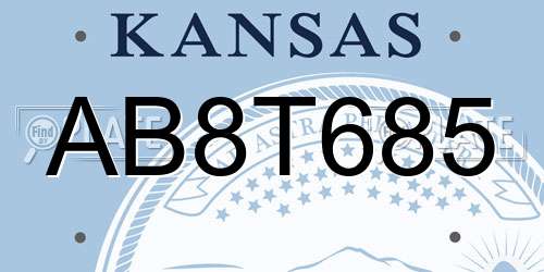 AB8T685 Kansas License Plate