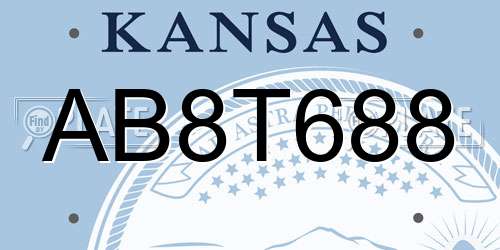 AB8T688 Kansas License Plate