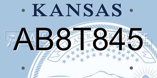 AB8T845 Kansas License Plate