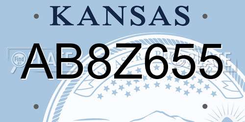 AB8Z655 Kansas License Plate