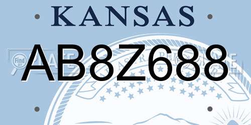 AB8Z688 Kansas License Plate