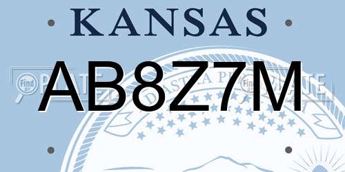 AB8Z7M Kansas License Plate