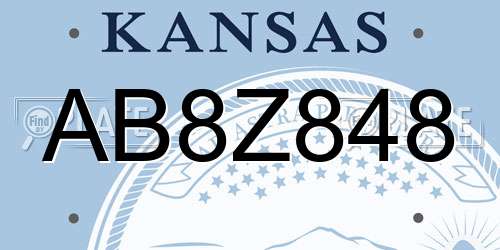 AB8Z848 Kansas License Plate