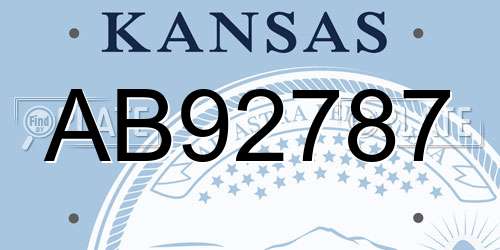 AB92787 Kansas License Plate
