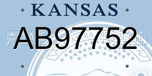 AB97752 Kansas License Plate