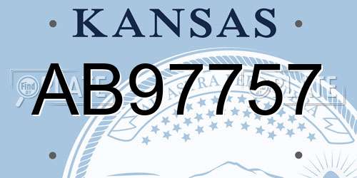 AB97757 Kansas License Plate