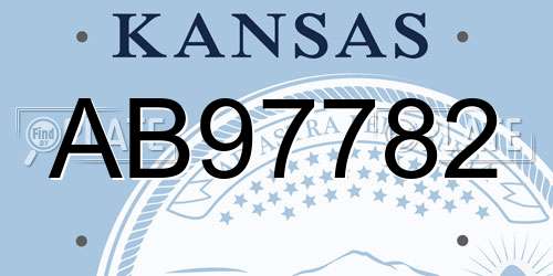 AB97782 Kansas License Plate