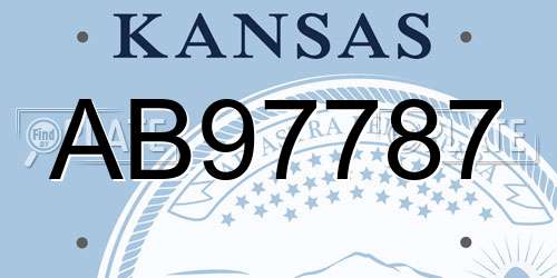 AB97787 Kansas License Plate