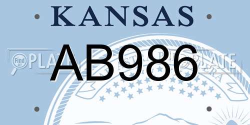 AB986 Kansas License Plate