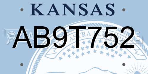 AB9T752 Kansas License Plate