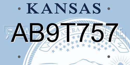 AB9T757 Kansas License Plate