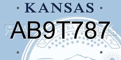 AB9T787 Kansas License Plate