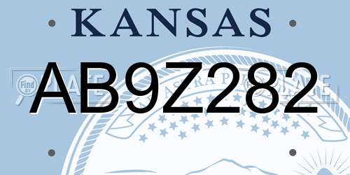 AB9Z282 Kansas License Plate