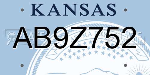 AB9Z752 Kansas License Plate