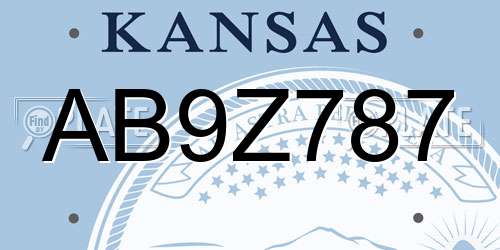 AB9Z787 Kansas License Plate