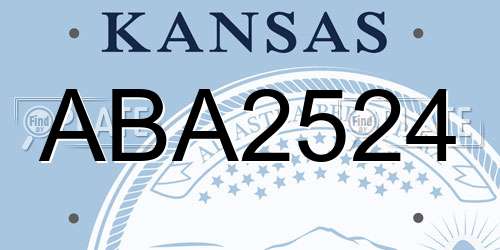 ABA2524 Kansas License Plate