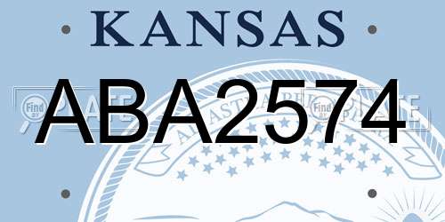 ABA2574 Kansas License Plate