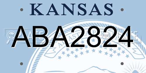 ABA2824 Kansas License Plate