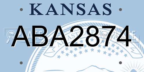 ABA2874 Kansas License Plate