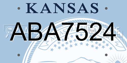 ABA7524 Kansas License Plate
