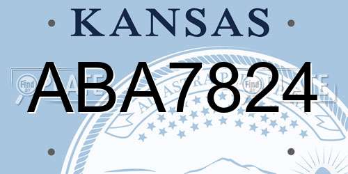 ABA7824 Kansas License Plate
