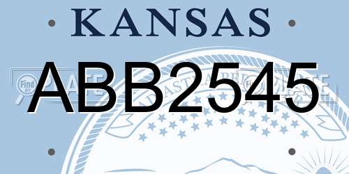 ABB2545 Kansas License Plate