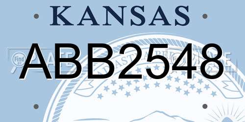 ABB2548 Kansas License Plate