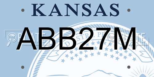 ABB27M Kansas License Plate