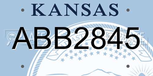 ABB2845 Kansas License Plate