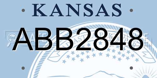 ABB2848 Kansas License Plate
