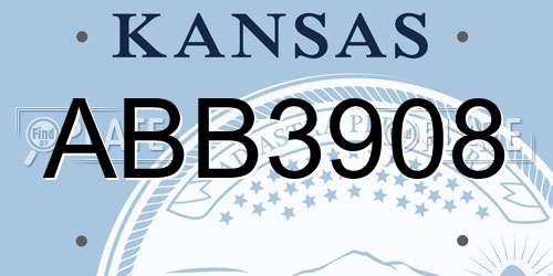 ABB3908 Kansas License Plate