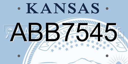 ABB7545 Kansas License Plate