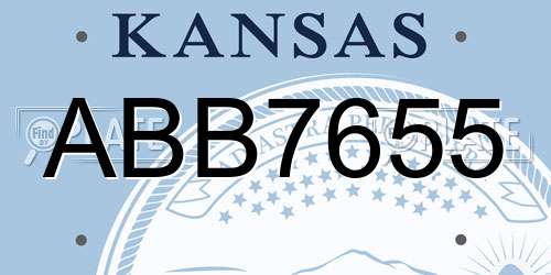 ABB7655 Kansas License Plate