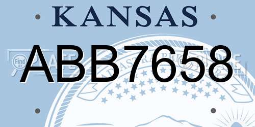 ABB7658 Kansas License Plate