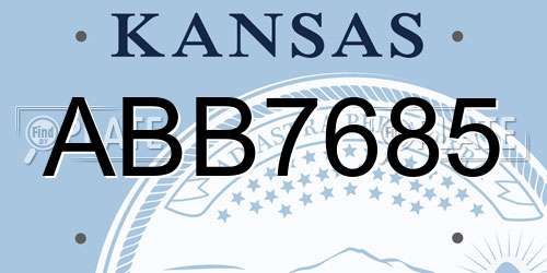 ABB7685 Kansas License Plate