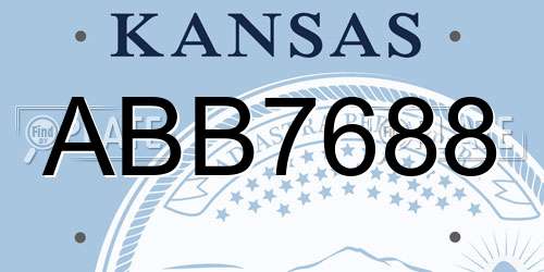 ABB7688 Kansas License Plate